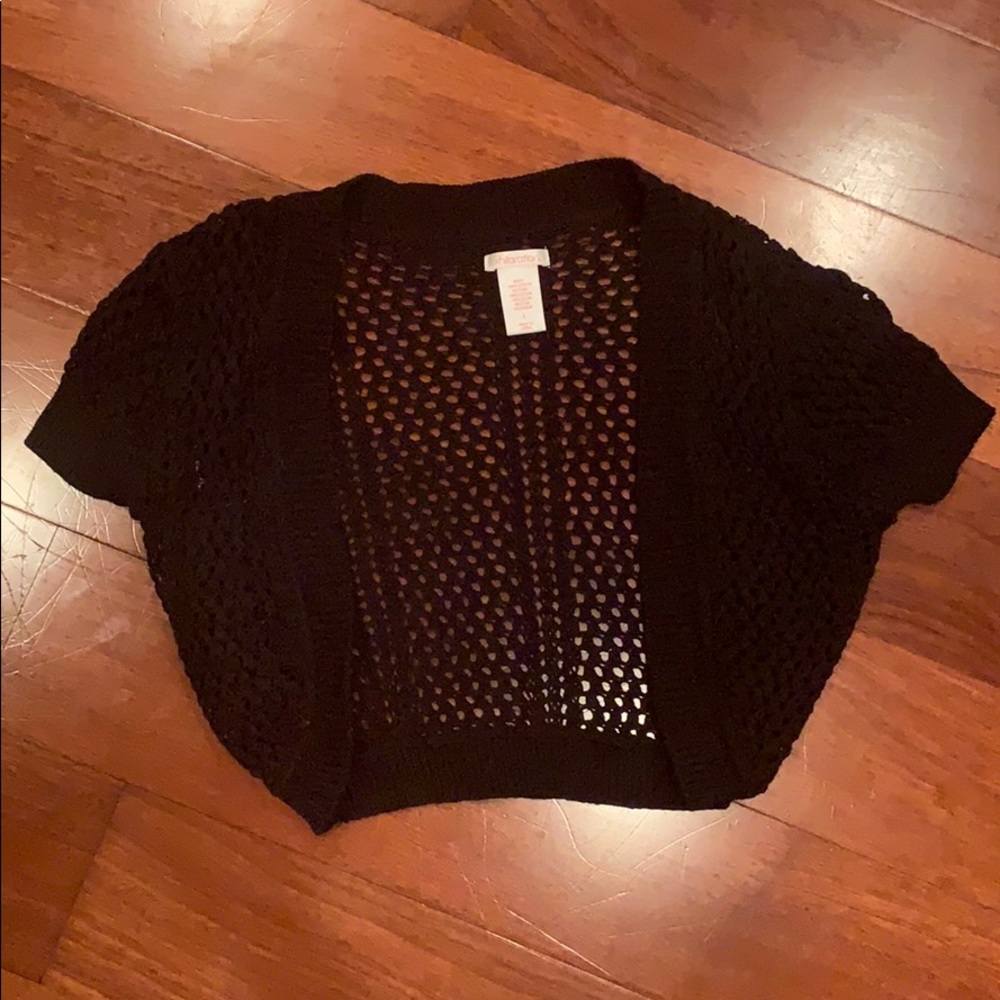 black crochet mini cardigan